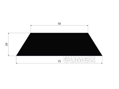 "Trapezförmiges" Gummiprofil, 20x75/50mm, 60°ShA, EPDM, -40°C/+100°C, schwarz, 